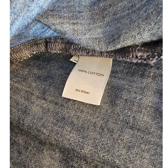 J. Jill Women's Pleated Button Front Chambray Tunic Shirt Size M Petite Blue - Picture 6 of 6